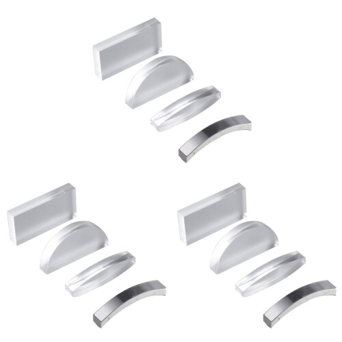 12Pcs Portable Optical Lens Kit Silver Physics Educational Glass Lens 2