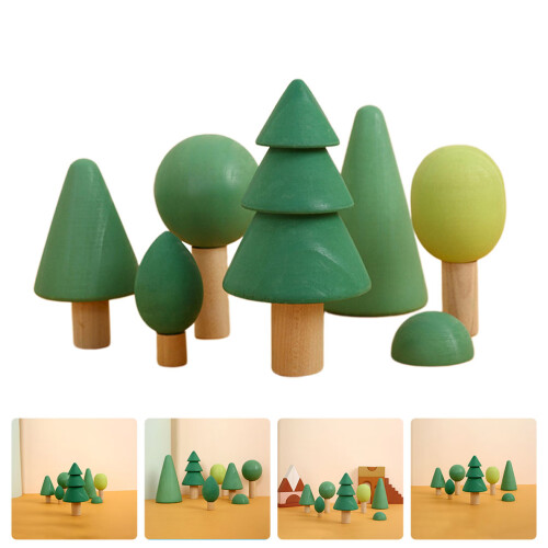 1 Set Wooden Tree Building Blocks Educational Forest Stacking Toy 2