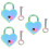 3Sets Shiny Plating Heart Love Locks Assorted Color Handbag Locks 7