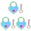 3Sets Shiny Plating Heart Love Locks Assorted Color Handbag Locks 2