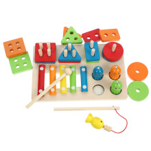 Wooden Shape Sorting Stacking And Fishing Learning Toy Set