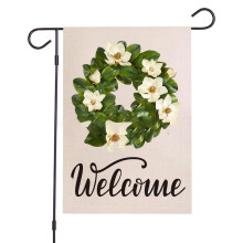 Bandeira decorativa sazonal para uso externo, lavável à máquina, fácil de instalar, feita de juta, para jardim com design dupla face e resistente