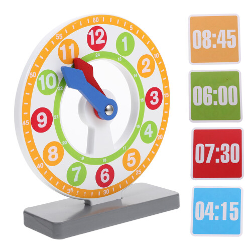Wooden Teaching Clock For Learning Time And Math Skills 2