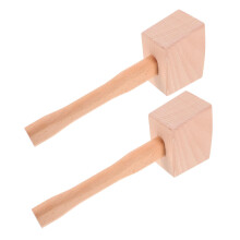 2pcs Manual Ice Crusher Hammer Beech Wood Mallet Ergonomic Handle For Carpentry Woodworking Bartending Kitchen Accessory