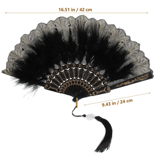 Ventaglio Con Piume Vintage Da Mano Per Costume E 2