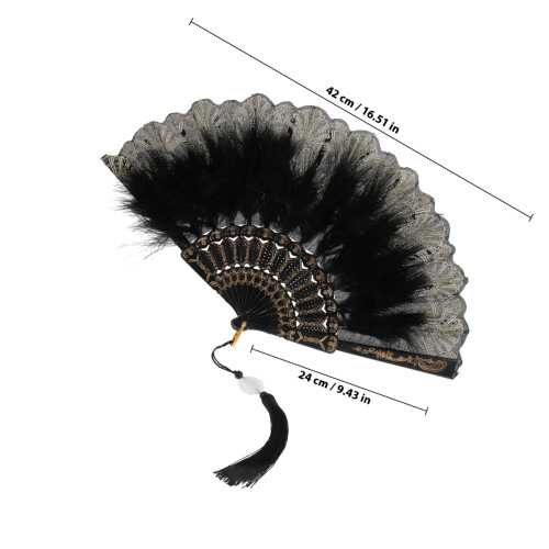 Ventaglio Con Piume Vintage Da Mano Per Costume E 1