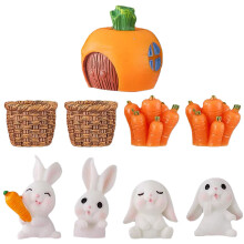 18 Sztuk Miniaturowa Figurka Królika z Koszykiem i Marchewką