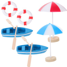 4 Zestawy Mini Parasolek Plażowych z Łódką i Kółkiem