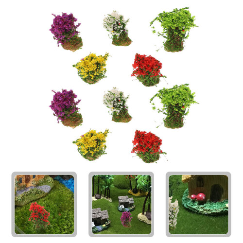 10 Unidades De Grama Artificial Com Flores Para Maquete 1