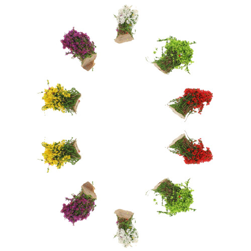 10 Unidades De Grama Artificial Com Flores Para Maquete 2