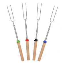 4pcs Extendable Marshmallows Roasting Stick BBQ Tools Stainless Steel Forks