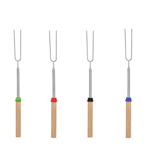 4pcs Extendable Marshmallows Roasting Stick BBQ Tools Stainless Steel Forks 2