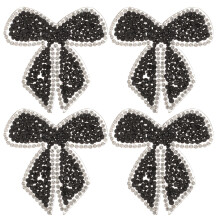 4St Zwarte Strasstrik Patch - Strijkapplicatie Voor Kleding En Tassen