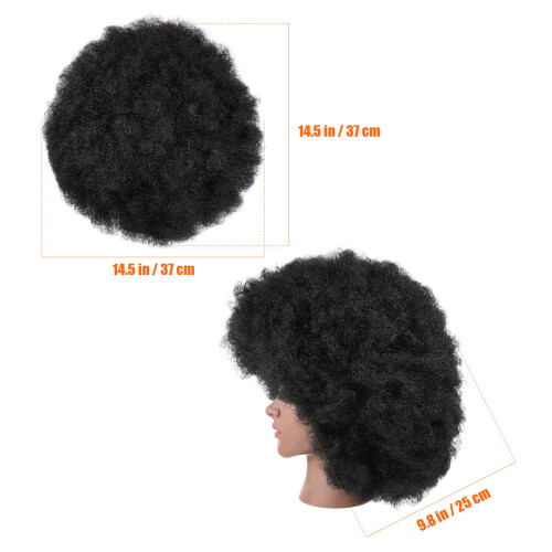 Afro Perücke Kurze Lockige Schwarze Hitzebeständig 1