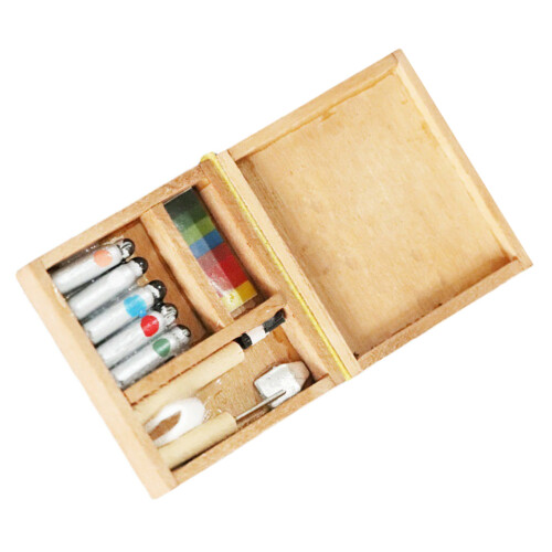 1pc Funny Mini Paint Box Model Tabletop Mini Toy Decorative Scene Prop 1