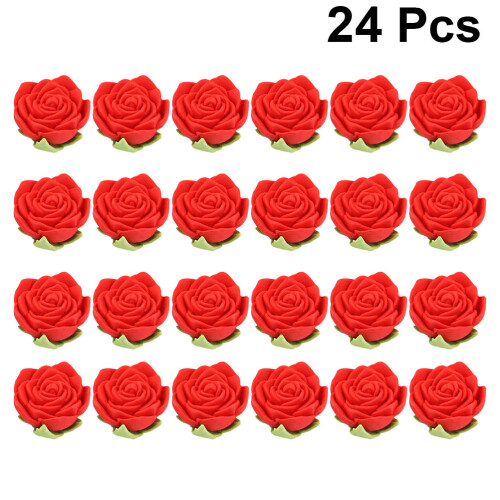 24 Gomma Da A Rosa Simulata Set Per 1