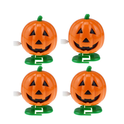 4 Pcs 5X4Cm Wind-Up Clockwork Smile Face Pumpkins For Halloween 2