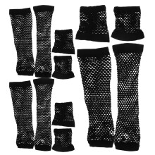 24 Pairs Of Black Fishnet Mesh Gloves For Women Costume Accessories