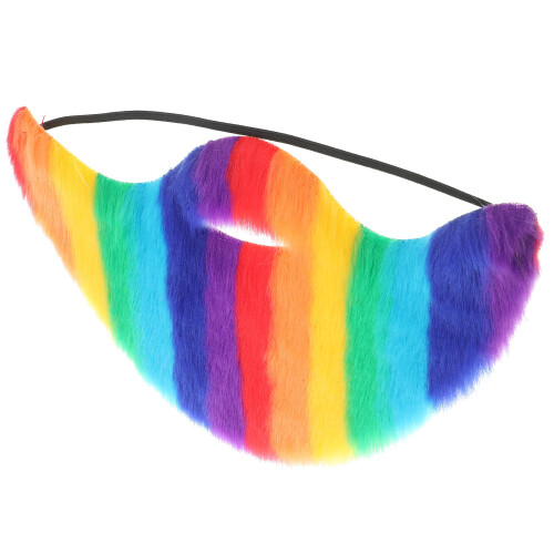 2Stück Falscher Cosplay Schnurrbart, Künstlicher Plüsch Regenbogenbart 2
