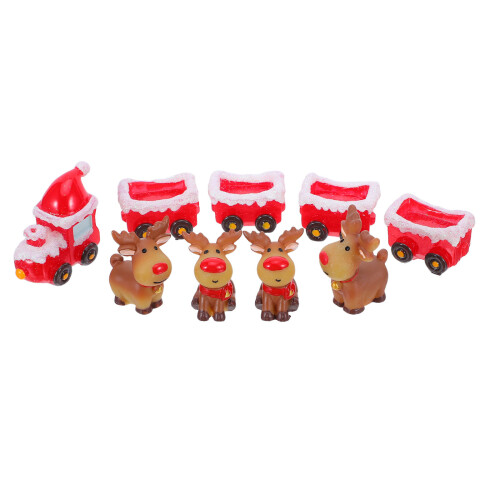 5 Conjuntos De De Natal Com Miniaturas De Rena Resina