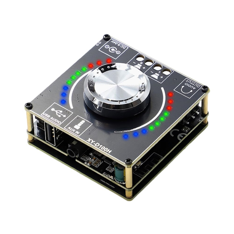 Dc 924V 5A 100W+100W Digital Audio Power Amplifier Bluetooth 5.1 Stereo Aux Usb Sound Card Module Light 9339159549391