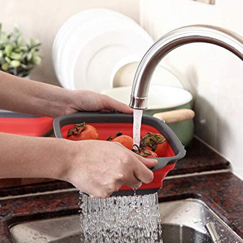 Silicon Colander For Effective Fruit And Vegetable Cleaning, Foldable Fruit Dish With Space-Saving Design, Non-Toxic Materials Ideal For Small Kitchen 2