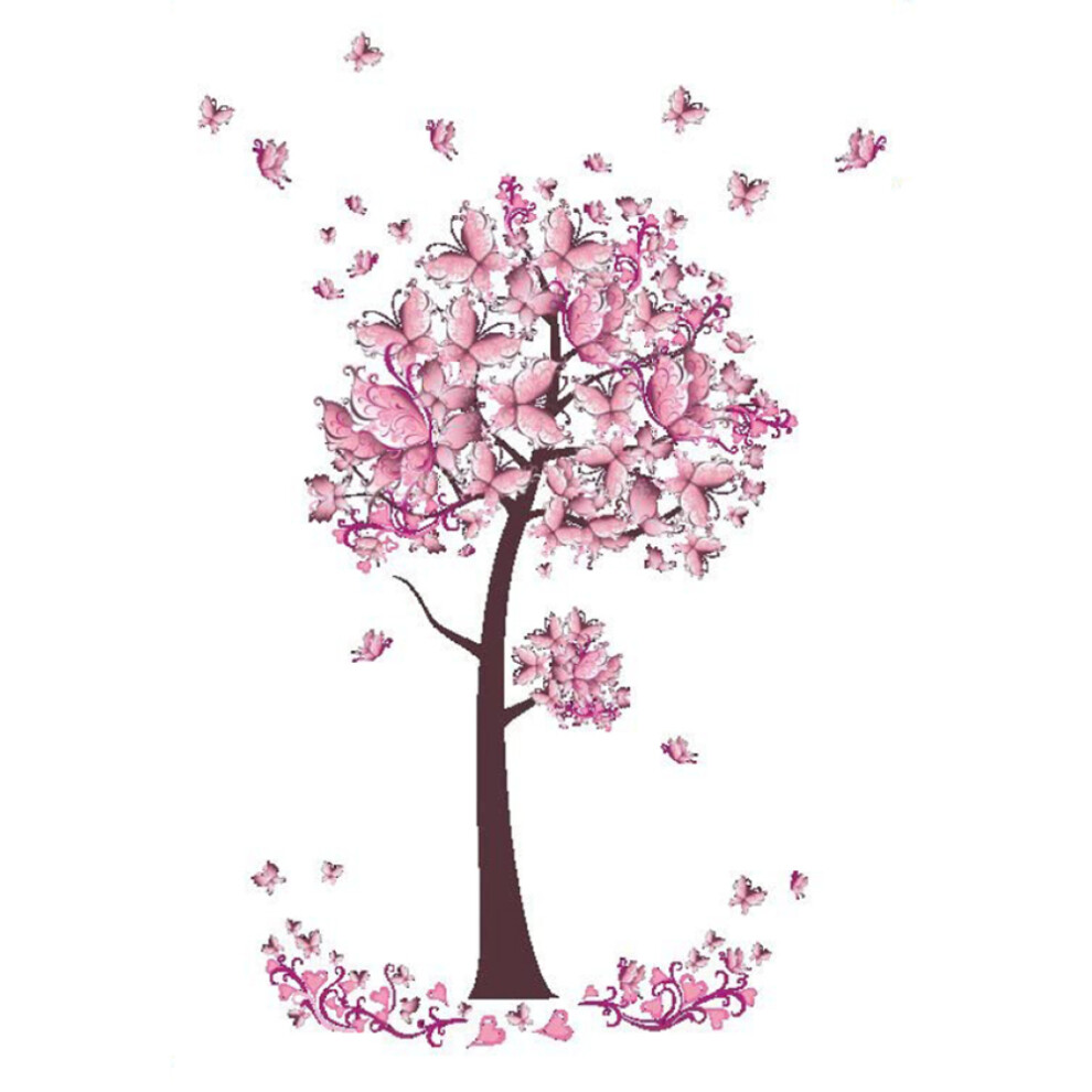 Reusable Wall Decor, Eco-Friendly Pvc Tree Stickers, Decorative Art For Girls' Nursery, Playroom, Classroom Pink