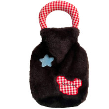 Plush Hot Water Bag  Hand Warmers Portable Plush Cover-Black