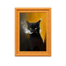 Artistic Fridge Magnet Black Cats Small Oil Painting-SCE0433