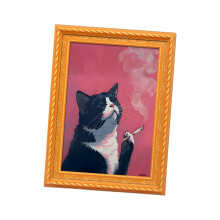 Fridge Magnet Black Cats Themed Small Oil Painting-SCE0432