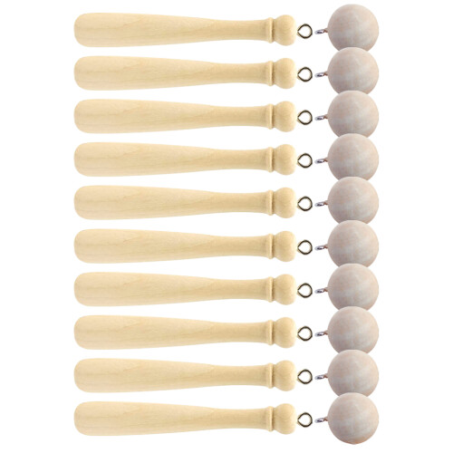 1Conjunto Chaveiro Decorativo Com Mini Taco De Baseball Madeira