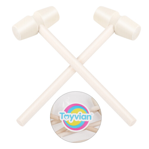 3Pz Martello Legno Beige Per Bambini - Mallet Morbido E 2