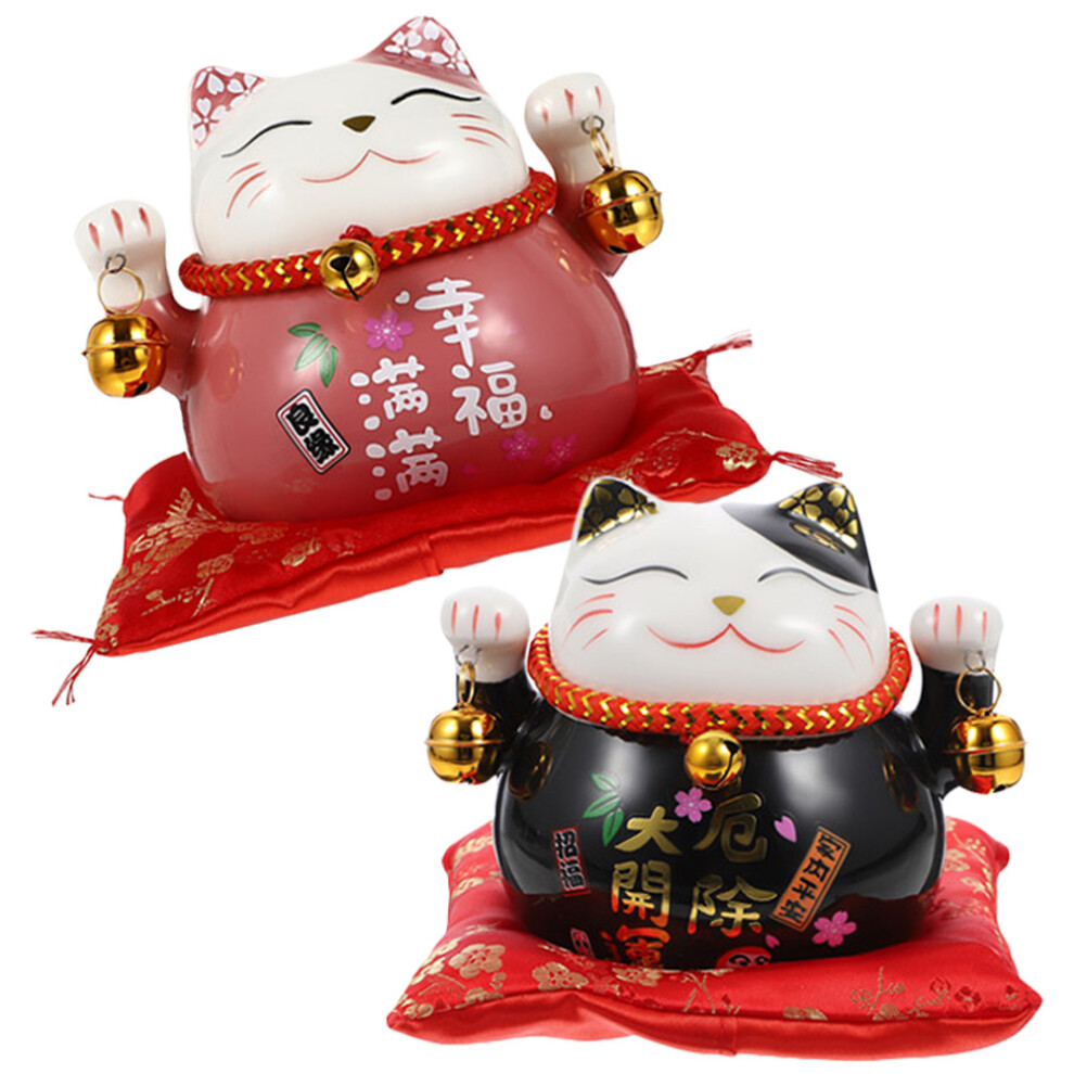 2 Sztuki Figurka Skarbonka Maneki Neko Ozdoba SzczęśCia-image