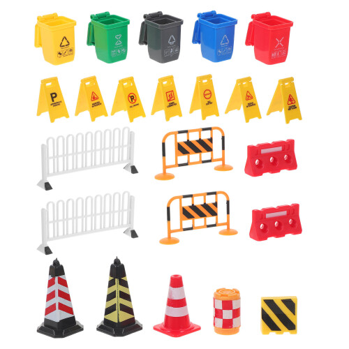 Conjunto De De Trânsito Miniatura E Barreiras Rodoviárias
