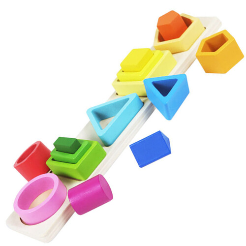 5 Set Giocattoli Legno Bambini: Torre Geometriche E Tavola 2