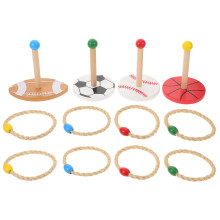 One Set Outdoor Rope Ring Toss Game With Wooden Sports Base For Kids