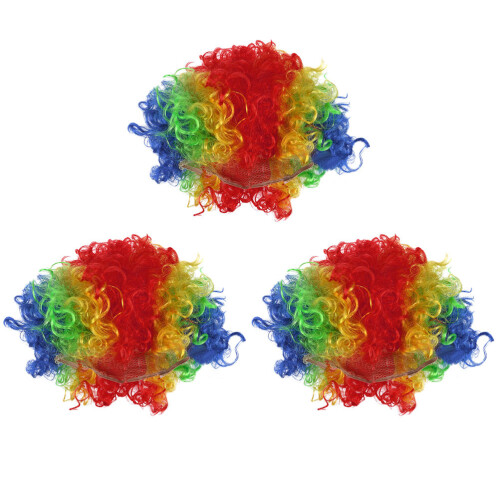 3 Pezzi Parrucche Afro Fluffy Clown Colorate Per Feste E Cosplay