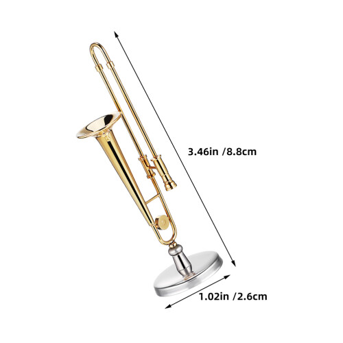 2 Conjuntos De Mini Trombone Com Suporte E Estojo Preto 2