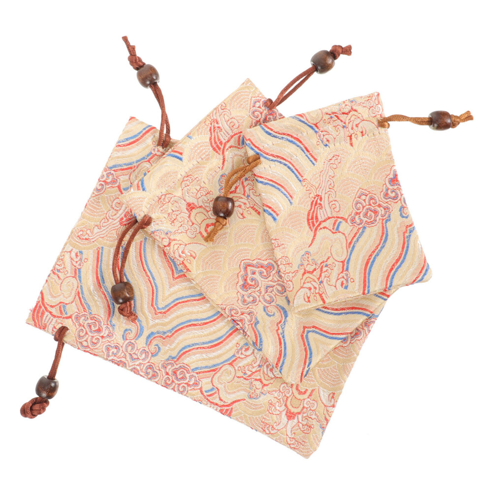 3Szt ZłOte Saszetki Sznurowane Z Tkaniny Na BiżUterię I-image