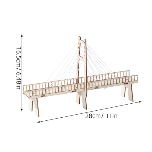 1Pc Children'S Diy Wooden Cable-Stayed Bridge Physical Model Toy 1