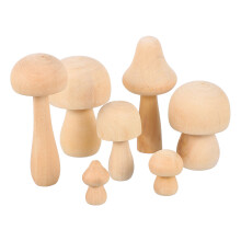 14Pz Set Fungo Legno Naturale Beige Educativo E Decorazione