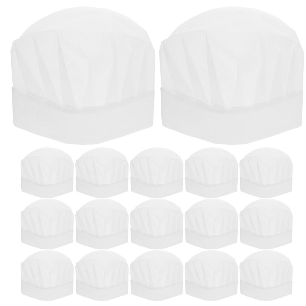 60Szt DziecięCe Czapki Kucharskie, BiałE, Wygodne I Jednorazowe-image