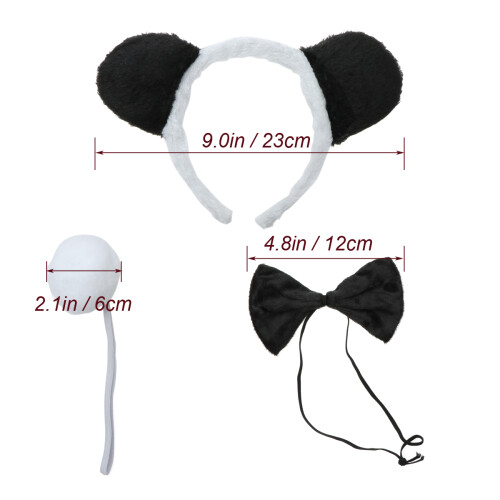 3 Unidades/ Headband De Bebê Panda Com Para 1
