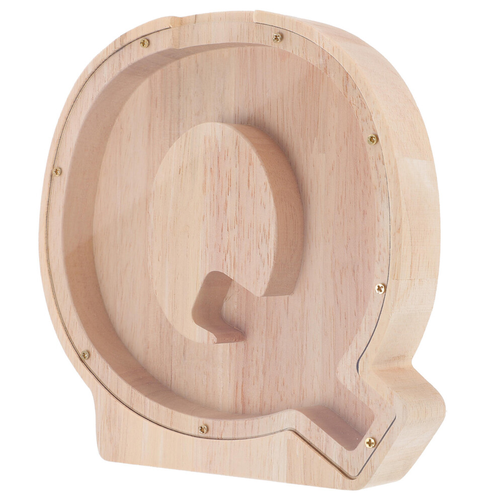 Visible Drewniany Skarbonka Alfabety Q Na PieniąDze Dla Dzieci-image