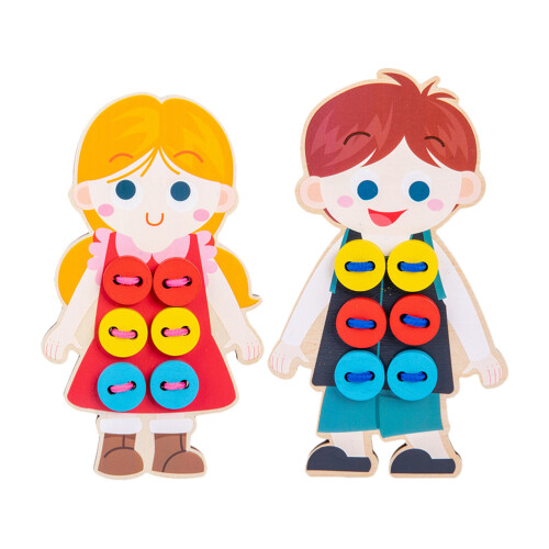 2Pcs Brinquedos Amarrar Roupas Bonecas Encaixe Educativos