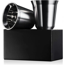 2 * Espresso Cups, 150ml Stainless Steel Double Wall Insulated Coffee Mugs