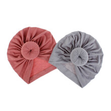 Knitted Cotton Baby Hat Doughnut Beanie Solid Color For Infant Toddler