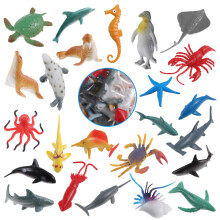 2 Unidades 24 Peças Animais Marinhos Plástico Realistas Para Crianças