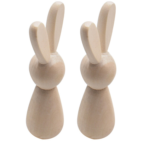 2 Pezzi Diy Coniglio In Legno Da Colorare