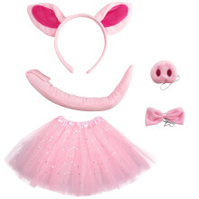 1Conjunto Tiara E Cauda Porquinho Rosa Para E